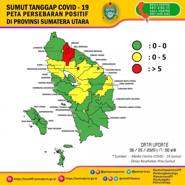  Peta Persebaran Positif di Provinsi Sumatera Utara 6 Mei 2020